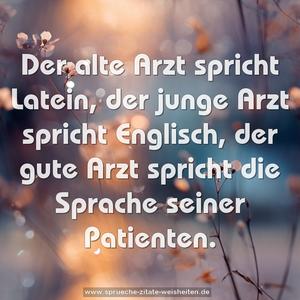 Der alte Arzt spricht Latein,
der junge Arzt spricht Englisch,
der gute Arzt spricht die Sprache seiner Patienten.