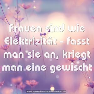 Frauen sind wie Elektrizität -
fasst man sie an, kriegt man eine gewischt