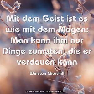 Mit dem Geist ist es wie mit dem Magen:
Man kann ihm nur Dinge zumuten, die er verdauen kann