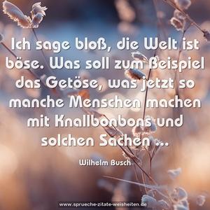 Ich sage bloß, die Welt ist böse.
Was soll zum Beispiel das Getöse,
was jetzt so manche Menschen machen
mit Knallbonbons und solchen Sachen ...