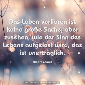 Das Leben verlieren ist keine große Sache;
aber zusehen, wie der Sinn des Lebens aufgelöst wird,
das ist unerträglich. 