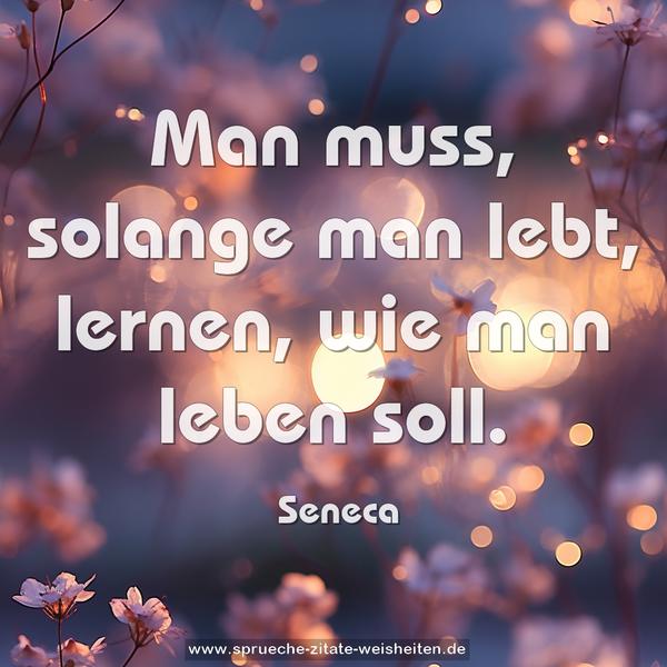 Man muss, solange man lebt, lernen, wie man leben soll.