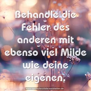 Behandle die Fehler des anderen
mit ebenso viel Milde wie deine eigenen.