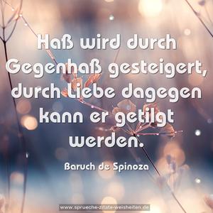 Haß wird durch Gegenhaß gesteigert,
durch Liebe dagegen kann er getilgt werden.