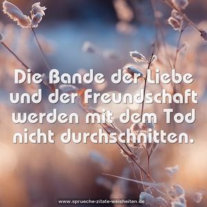 Die Bande der Liebe und der Freundschaft
werden mit dem Tod nicht durchschnitten.
