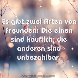 Es gibt zwei Arten von Freunden:
Die einen sind käuflich, die anderen sind unbezahlbar.