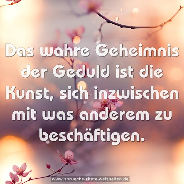 Das wahre Geheimnis der Geduld ist die Kunst,
sich inzwischen mit was anderem zu beschäftigen.