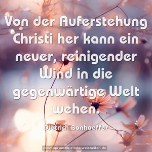 Von der Auferstehung Christi her kann ein neuer,
reinigender Wind in die gegenwärtige Welt wehen. 