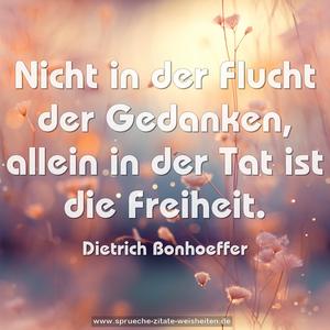 Nicht in der Flucht der Gedanken,
allein in der Tat ist die Freiheit.