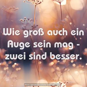 Wie groß auch ein Auge sein mag - zwei sind besser. 