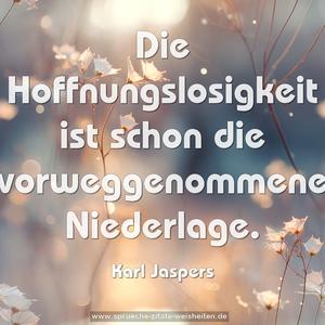 Die Hoffnungslosigkeit
ist schon die vorweggenommene Niederlage.