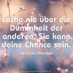 Lache nie über die Dummheit der anderen.
Sie kann deine Chance sein.