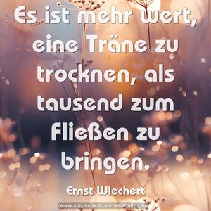 Es ist mehr wert, eine Träne zu trocknen,
als tausend zum Fließen zu bringen.