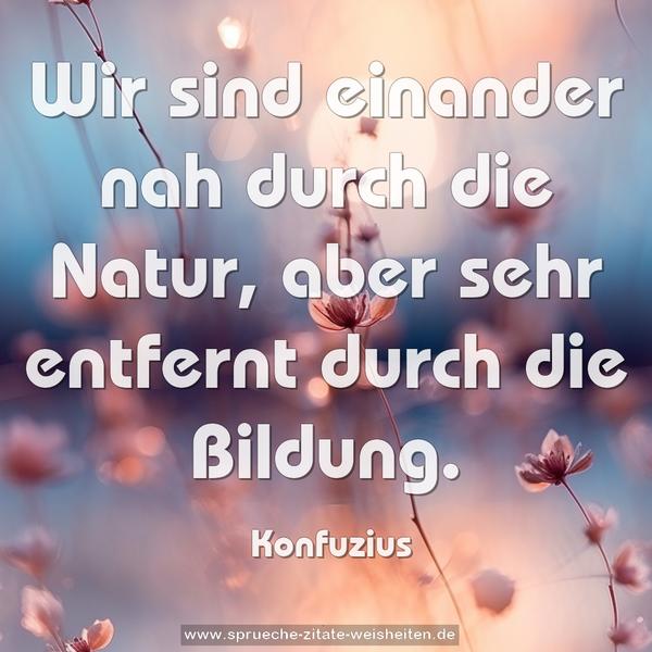 Wir sind einander nah durch die Natur,
aber sehr entfernt durch die Bildung.