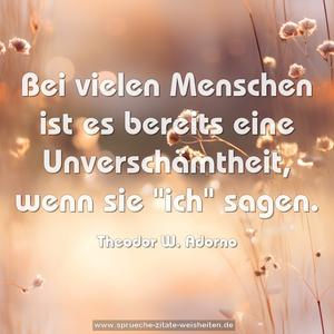 Bei vielen Menschen ist es bereits eine Unverschämtheit,
wenn sie "ich" sagen.