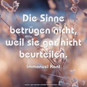 Die Sinne betrügen nicht, weil sie gar nicht beurteilen.
