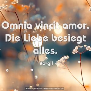 Omnia vincit amor.
Die Liebe besiegt alles.