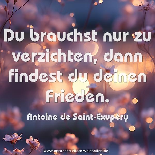 Du brauchst nur zu verzichten,
dann findest du deinen Frieden.