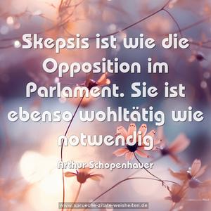 Skepsis ist wie die Opposition im Parlament.
Sie ist ebenso wohltätig wie notwendig 