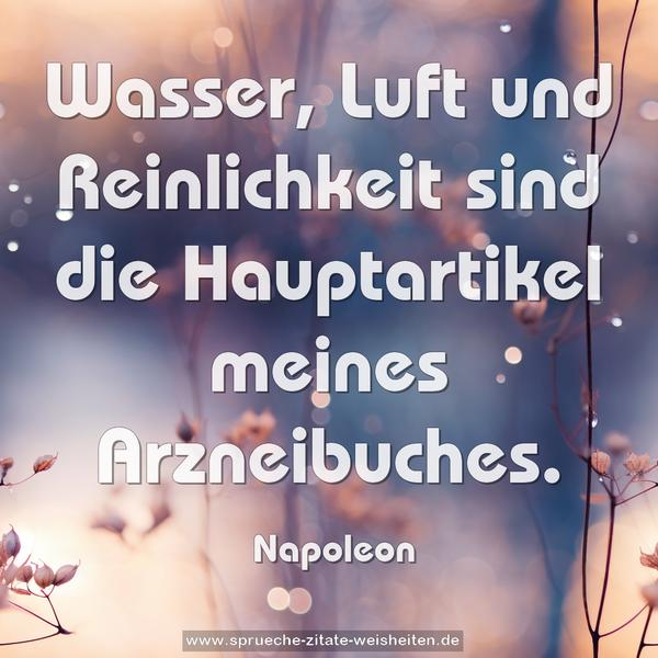 Wasser, Luft und Reinlichkeit
sind die Hauptartikel meines Arzneibuches.