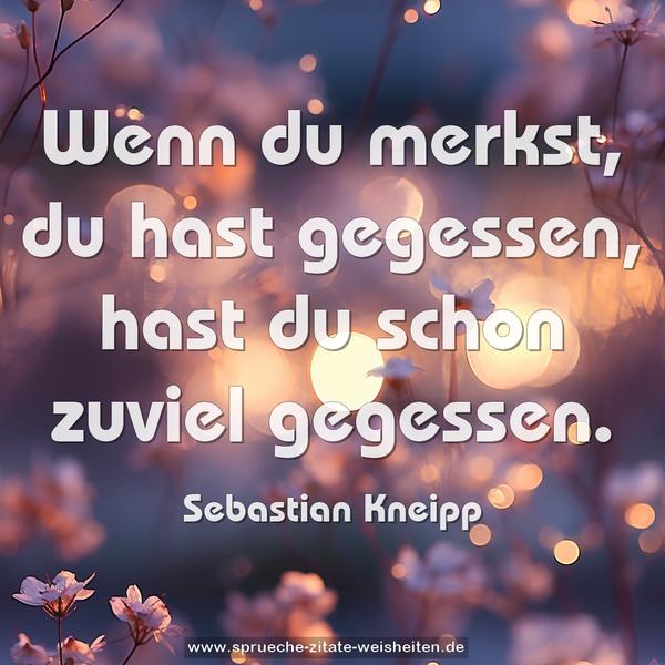 Wenn du merkst, du hast gegessen,
hast du schon zuviel gegessen. 