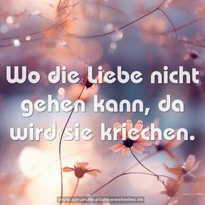 Wo die Liebe nicht gehen kann, da wird sie kriechen.