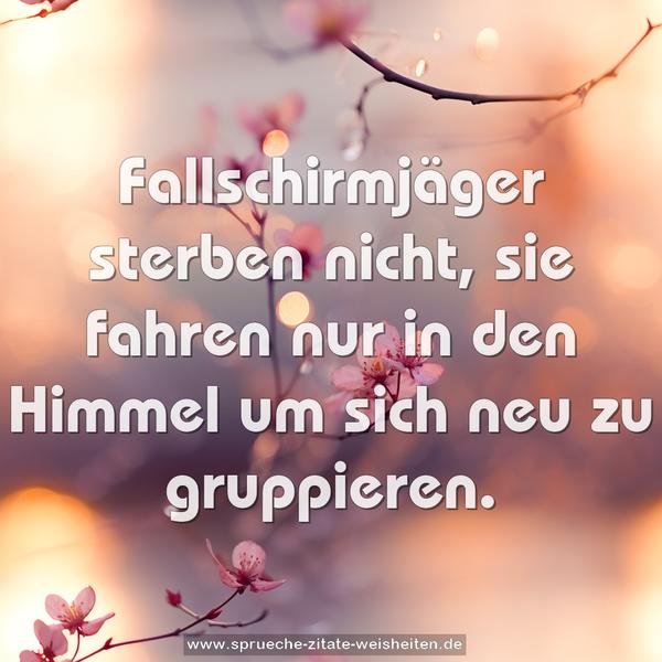 Fallschirmjäger sterben nicht,
sie fahren nur in den Himmel um sich neu zu gruppieren.