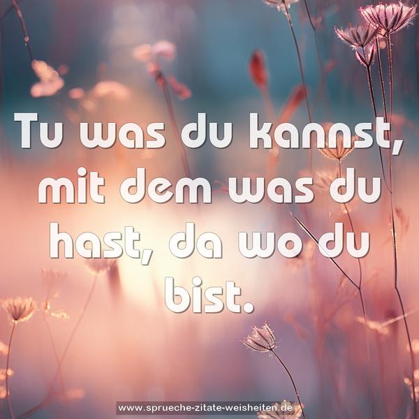 Tu was du kannst,
mit dem was du hast,
da wo du bist.