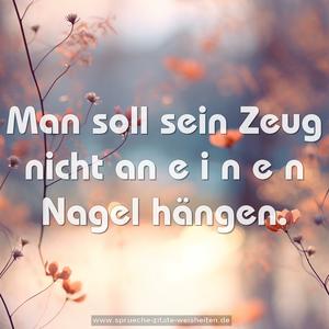 Man soll sein Zeug nicht an   e i n e n   Nagel hängen.