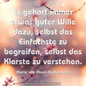 Es gehört immer etwas guter Wille dazu,
selbst das Einfachste zu begreifen,
selbst das Klarste zu verstehen.