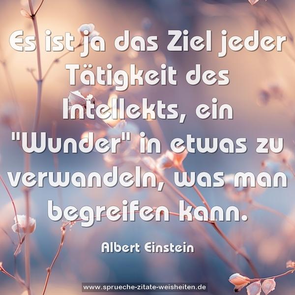 Es ist ja das Ziel jeder Tätigkeit des Intellekts, ein "Wunder" in etwas zu verwandeln, was man begreifen kann.
