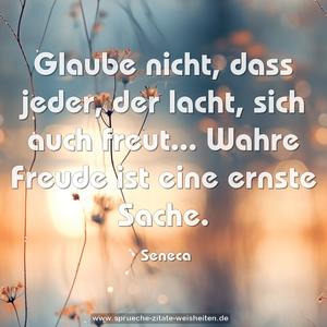 Glaube nicht, dass jeder, der lacht, sich auch freut...
Wahre Freude ist eine ernste Sache.