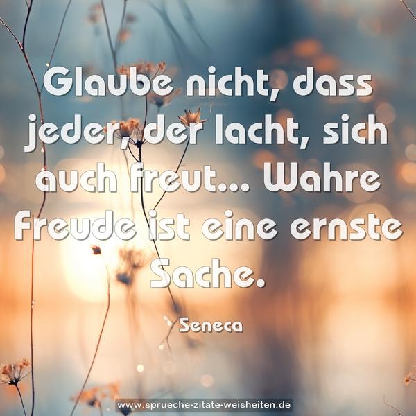 Glaube nicht, dass jeder, der lacht, sich auch freut...
Wahre Freude ist eine ernste Sache.