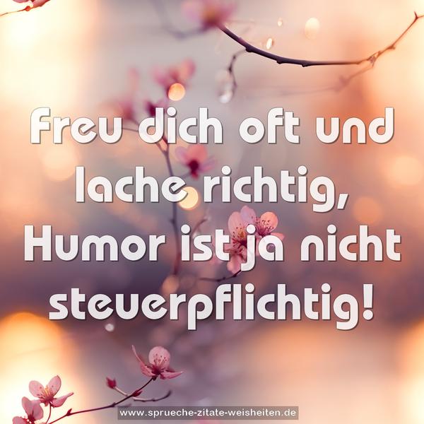 Freu dich oft und lache richtig,
Humor ist ja nicht steuerpflichtig!