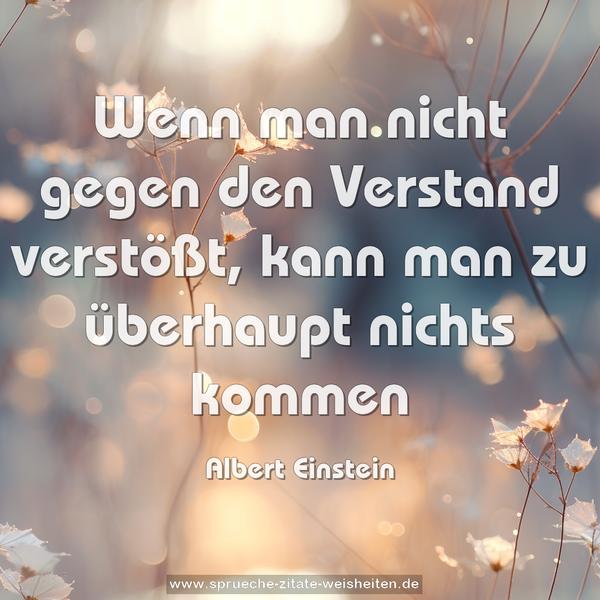 Wenn man nicht gegen den Verstand verstößt,
kann man zu überhaupt nichts kommen