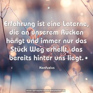 Erfahrung ist eine Laterne,
die an unserem Rücken hängt
und immer nur das Stück Weg erhellt,
das bereits hinter uns liegt.