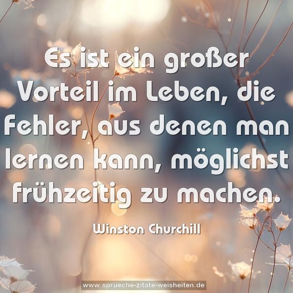 Es ist ein großer Vorteil im Leben, die Fehler,
aus denen man lernen kann,
möglichst frühzeitig zu machen.