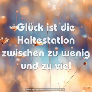 Glück ist die Haltestation
zwischen zu wenig und zu viel