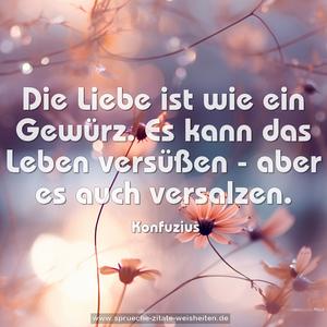 Die Liebe ist wie ein Gewürz.
Es kann das Leben versüßen - aber es auch versalzen.