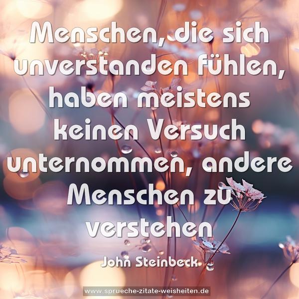 Menschen, die sich unverstanden fühlen,
haben meistens keinen Versuch unternommen,
andere Menschen zu verstehen