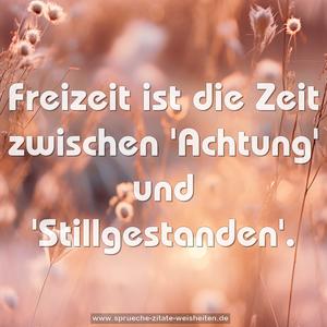 Freizeit ist die Zeit zwischen 'Achtung' und 'Stillgestanden'.