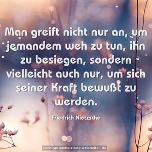 Man greift nicht nur an, um jemandem weh zu tun, ihn zu besiegen, sondern vielleicht auch nur, um sich seiner Kraft bewußt zu werden.