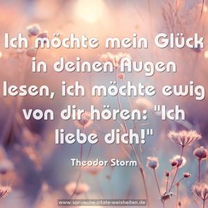 Ich möchte mein Glück in deinen Augen lesen,
ich möchte ewig von dir hören:
"Ich liebe dich!"