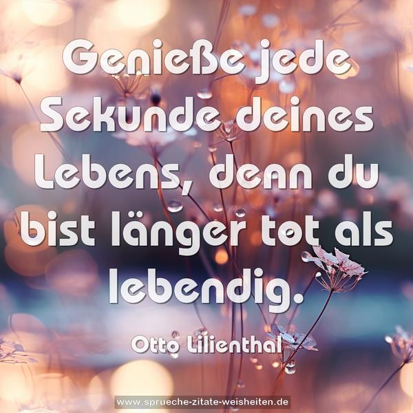 Genieße jede Sekunde deines Lebens,
denn du bist länger tot als lebendig.