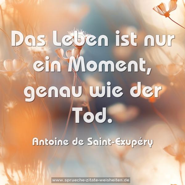 Das Leben ist nur ein Moment, genau wie der Tod.