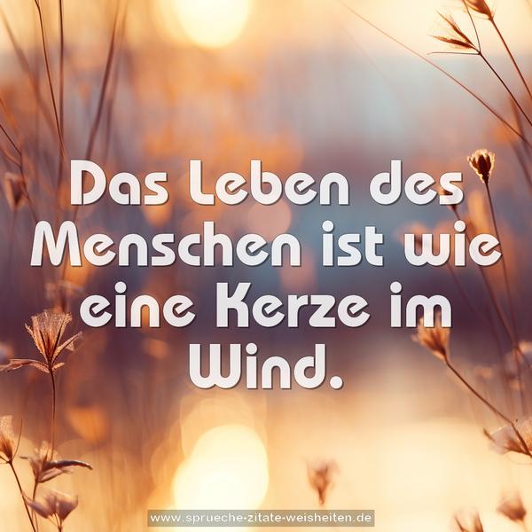 Das Leben des Menschen ist wie eine Kerze im Wind.