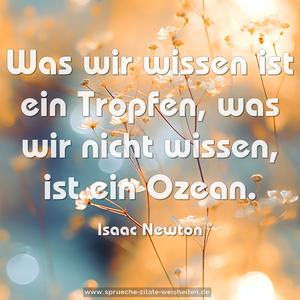 Was wir wissen ist ein Tropfen,
was wir nicht wissen, ist ein Ozean.