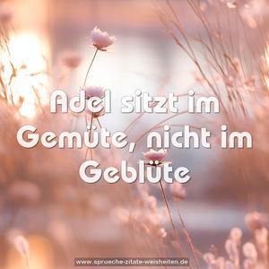 Adel sitzt im Gemüte,
nicht im Geblüte