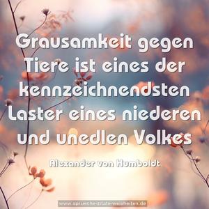 Grausamkeit gegen Tiere
ist eines der kennzeichnendsten Laster
eines niederen und unedlen Volkes 