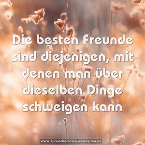 Die besten Freunde sind diejenigen,
mit denen man über dieselben Dinge schweigen kann